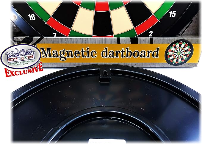 Matty's Toy Stop Deluxe Magnetic Dartboard (Dart Board) 15.5" with 10 Darts Total (5 Yellow & 5 Red)