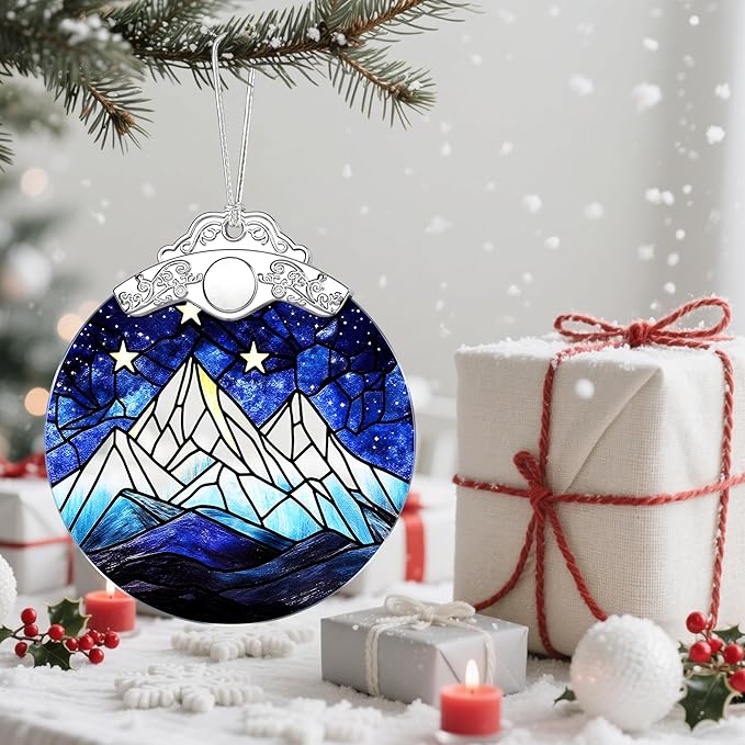 Christmas Ornament, Christmas Tree Ornaments, Keepsake Ornaments, Holiday Decor, Holiday & Xmas Gifts, Gifts for Outdoor Lovers, Mountain Lovers & Nature Lovers - Mountain Nightscape-Theme