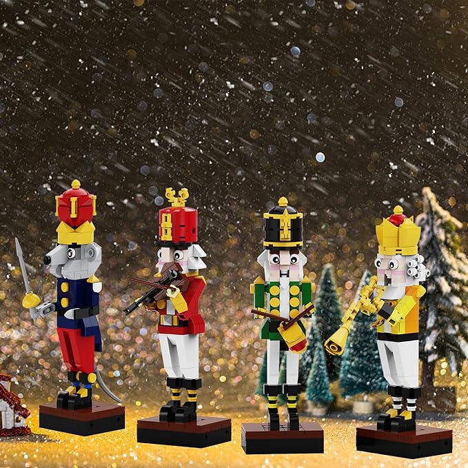Christmas Nutcracker Building Kit - Xmas King and Soldier Set, a 4-in-1 for Teenagers as Puzzle Toys, Compatible with Lego for Desktop Ornament Model (697 Pcs)