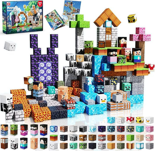 150 PCS Magnetic Blocks - Magnetic Tiles Building Block Toys, STEM Montessori Stacking Toys, Building Cube Game Birthday Gifts for Boys and Girls Age 3+ Years Old (Adventure)