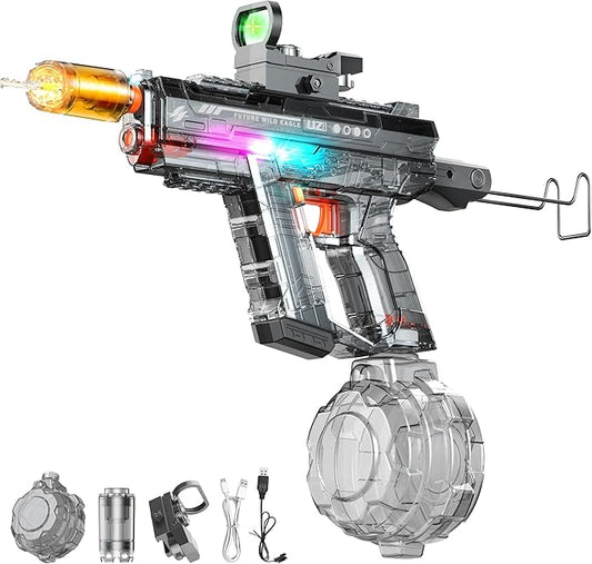 Automatic Electric Water Gun with Light Up, 26-32 FT Long Range Powerful Squirt Guns with 800CC Large Capacity for Adults Kids, Water Blaster Pistol Outdoor Summer Toys for Pool Beach Party