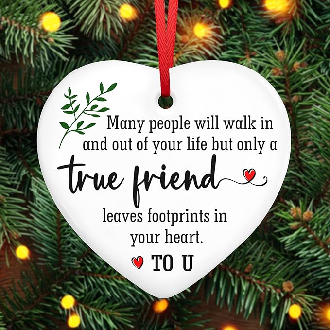 OASSIE Christmas Friendship Gifts for Women Men - Ceramic Friends Christmas Ornaments 2025 - Friendship Ornaments for Tree Decorations, Bestie Friend Birthday Gifts for Women, BFF Gift for Friend