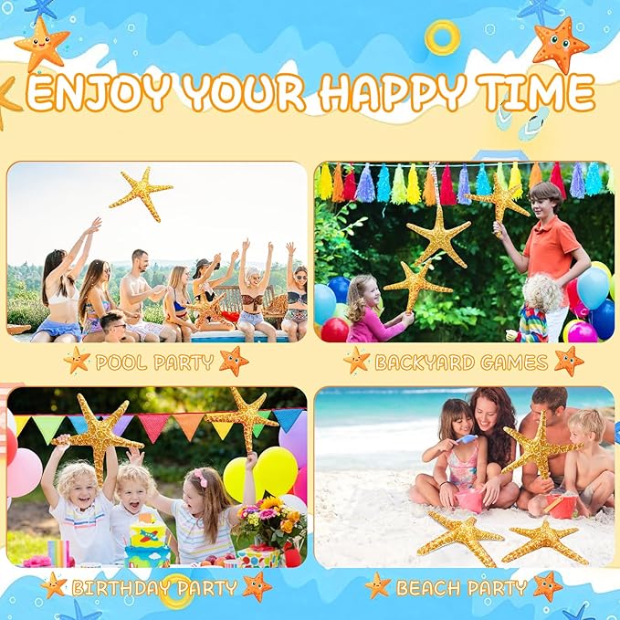 3PCS Inflatable Starfish Balloons, Under The Sea Party Decorations Mermaid Ocean Theme Birthday Baby Shower Pool Beach Party Supplies