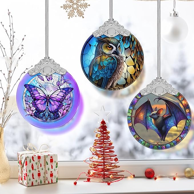 Owl Ornament, Christmas Ornaments, Christmas Decorations for Tree, Stained Glass Ornament, Heirloom Keepsake, Gift Exchange, Gift Ideas, Bauble Present