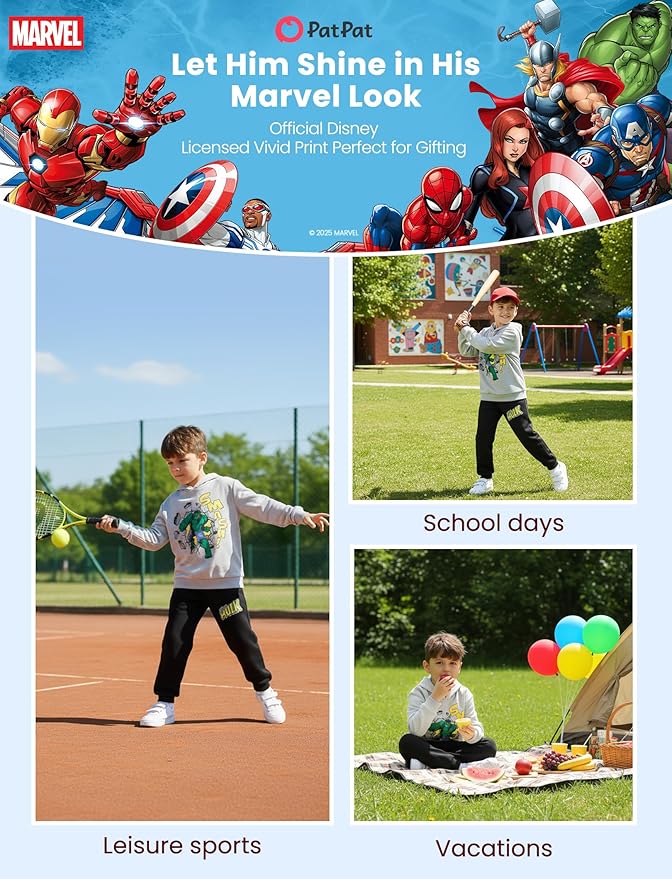 Disney Marvel Spider-Man Mickey Toy Story Cars Boy Pullover Hoodie&Jogger Pants Outfit Set Sweatsuit Lounge Matching Set 2-9Y