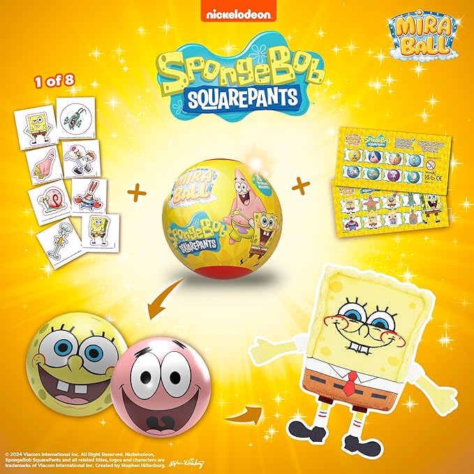 Spongebob Collectible Blind Box for Kids Aged 3+ - Plush Blind Box Mystery Toy with Mini Figures/Squishy Toy - Ideal Stocking Stuffers, Goodie Bag Stuffers, Toy Gift Ideas (4-Pack)