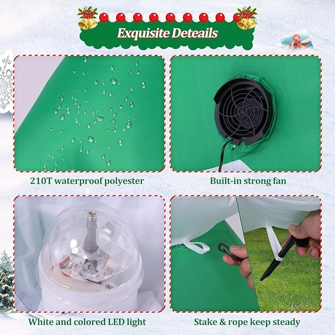 7.7 FT Christmas Inflatables Tree Outdoor Decoration Lighted Santa Claus Climbing Tree Chased by Dog Xmas Decor Blow Up Indoor Outdoor with Build-in LEDs and Gift Boxes & Dogs Lawn Yard Garden