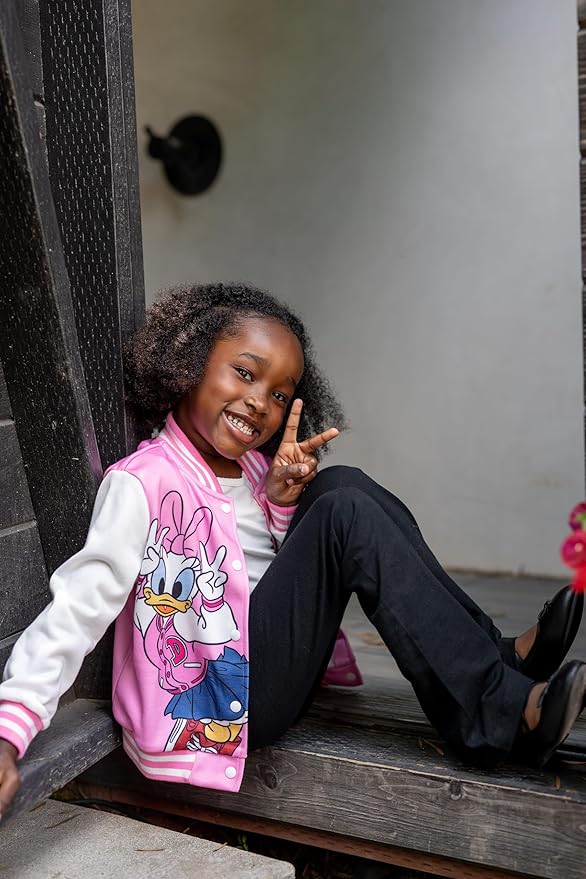 Disney Minnie Mickey Stitch Princess Frozen Elsa Marvel Jacket Lightweight Coat Button up Color Block Sweatshirt 2-14 Years