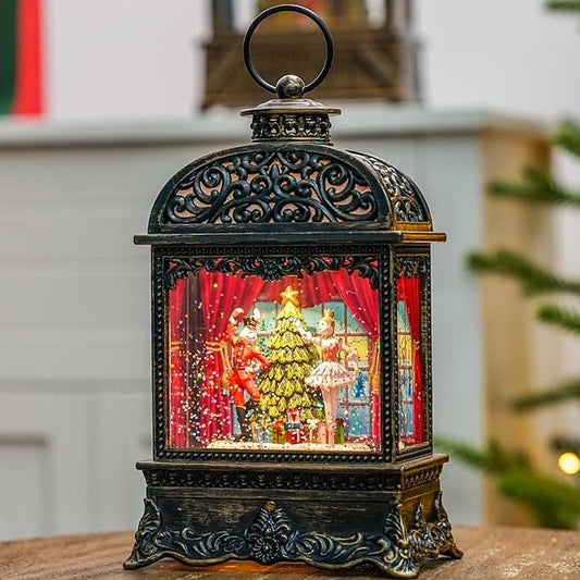Christmas Snow Globe Lantern, Dancing Princess, Nutcracker and Ballerina, Christmas Tree, Holiday Decorations Gifts for Family, Children or Friends