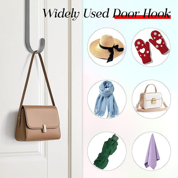 MCFULL 14 in Wreath Hangers for Front Door,Sturdy Metal Wreath Doors Hangers,Over The Door Hooks for Front Porch Decor,Silver Garland Hooks Holders for Halloween Christmas Decorations