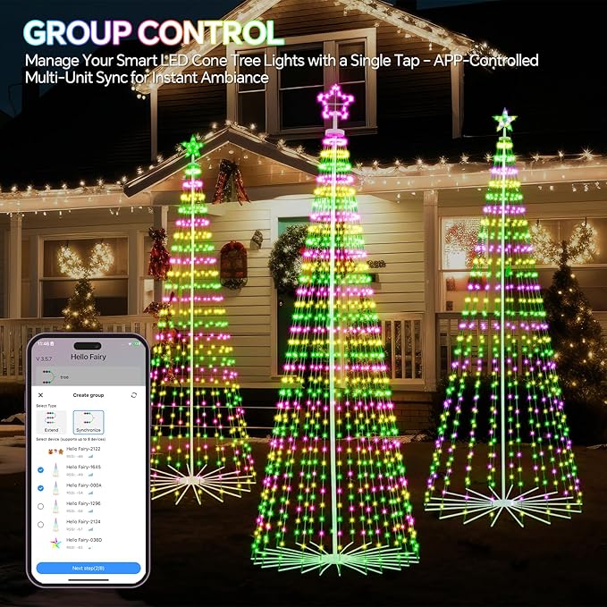 9 FT Outdoor Christmas Tree,Smart APP Remote Control RGB Color Changing DIY Timer 460 LED Christmas Tree for Indoor Outdoor Decorations