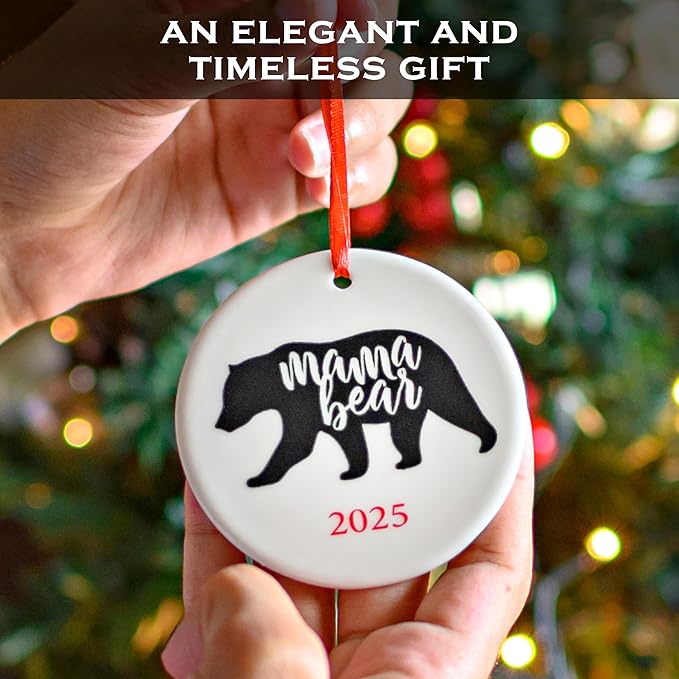 Mama Bear Christmas Ornament 3 Inch, Mama Bear Ornament, Polar Bear Christmas Ornament, Best Mom Christmas Tree Decor, Super Mommy Xmas Decor, Funny Momma Tree Decoration