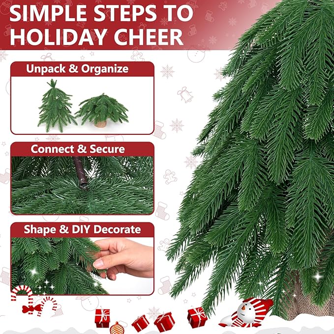 20IN Small Mini Christmas Tree for Tabletop, 1PC Artificial Desktop Christmas Tree with Norfolk Pine Top Design, Small Xmas Tree with Burlap Base for Table Desk Home Christmas Decor