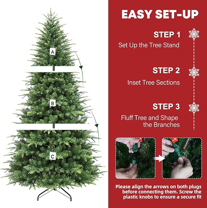 Hykolity 7.5 ft Prelit Artificial Christmas Tree with Remote Control, 1948 PE&PVC Branch Tips, Artificial Hinged Christmas Tree with 450 Multi-Color RGB Lights for Decoration, 15 Modes