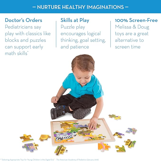 Melissa & Doug 3-Puzzle Jigsaw Set - Dinosaurs, Ocean, and Safari