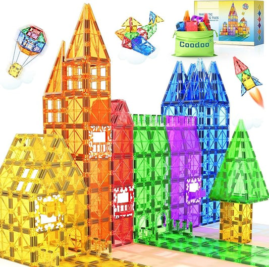 60 PCS Magnetic Building Tiles Kids Toys STEM Magnetic Blocks Sensory Toys Kids Games Magnet Building Toy for Boys and Girls Aged 3+, Kid Brain Development Preschool Kindergarten Toddler Toy
