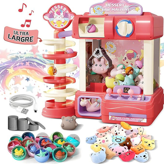 Claw Machine for Kids, Mini Vending Machine Toys for Girls, Arcade Game Toy for Ages 8-13, Electronic Claw Game Machine for Party with Lights Sound, Birthday Gifts for Ages 4+