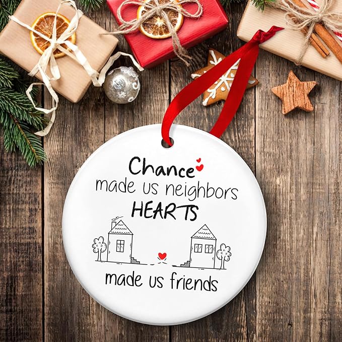 Neighbors Gifts for Friends - Christmas Tree Decoration Ceramic Ornament - Christmas Birthday Funny Hello Neighbor Gifts for The Neighborhood Friends