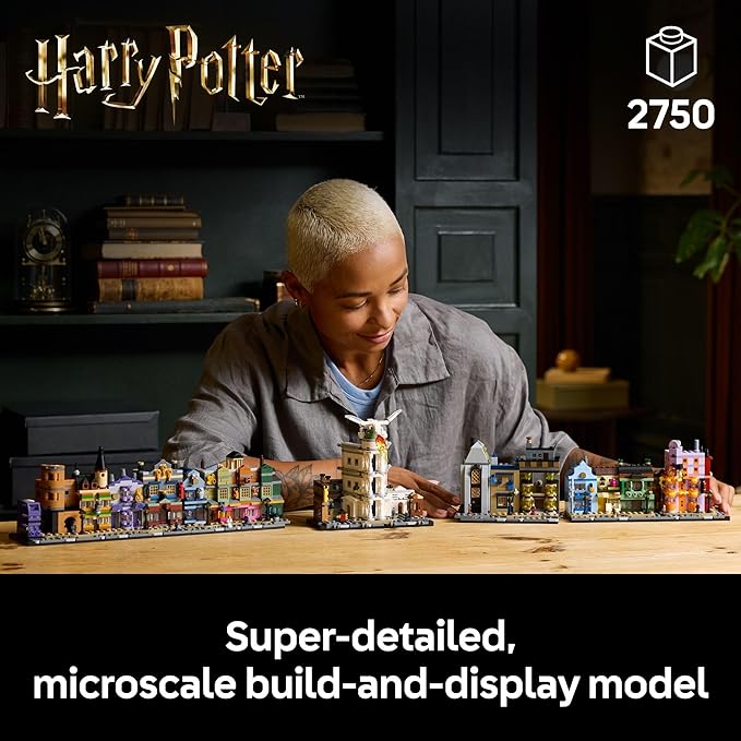 LEGO Harry Potter Diagon Alley Wizarding Shops Building Set for Adults - Collectible Kit for Harry Potter Fans with 12 Microfigures - Gift for Christmas - 76444