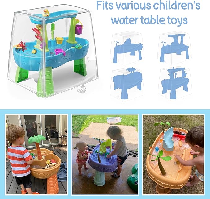 Kids Water Table Cover, Fit Step2 Rain Showers Splash Pond Water Table Waterpark Play Table Cover Outdoor Toys Cover - (Cover Only) Transparent PVC (Transparent)