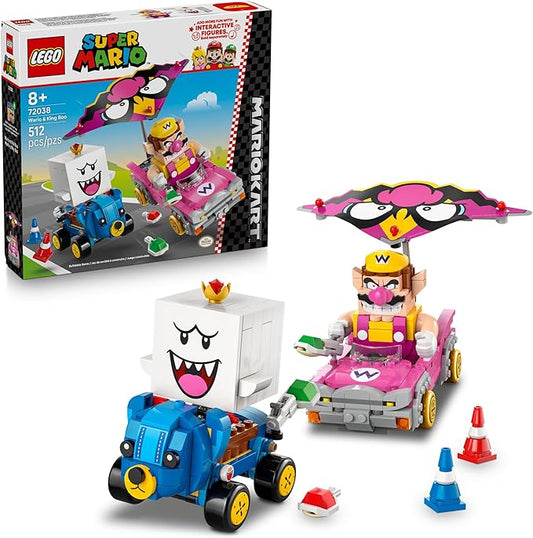LEGO Super Mario: Mario Kart – Wario & King Boo Building Toy for Kids - Buildable Car Toys W/Drifting Action for Boys & Girls, Ages 8+ - Pretend Play Gift Idea for Birthdays & Any Gaming Fans - 72038