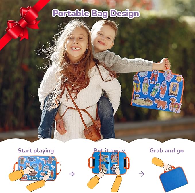 CHEFAN 12 Pack Felt Board Bible Stories Pieces,Flannel Board Stories for Preschool Activities Included a Felt Bag