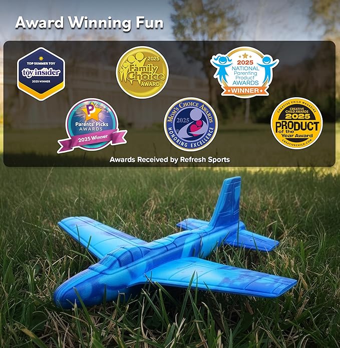 Foam Airplanes for Kids: Airplane Toy Glider Plane Styrofoam Airplanes - Best Stocking Stuffers for Boys for All Ages 4 5 6 7 8 + Year Old - Outside Toys Air Planes Outdoor Army Toys for Kids Presents