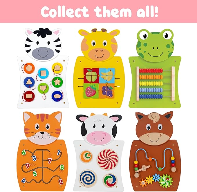 SPARK & WOW - 50677 Cow Activity Wall Panel - 18m+ - Toddler Activity Center - Wall-Mounted Toy - Busy Board Decor for Bedrooms, Daycares and Play Areas