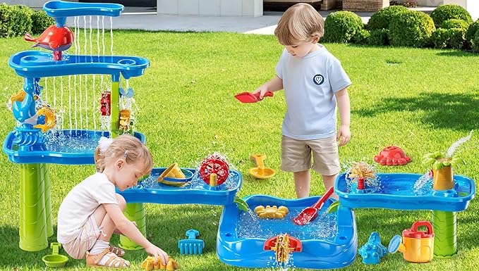 Water Table for Kids 3 4 5 6 7 Years Old - Water Playset for Toddlers 1-3 3-5, Water and Sand Play, Backyard Water Table, Summer Outdoor Beach Toys, Sensory Activity, Gifts for Boys Girls