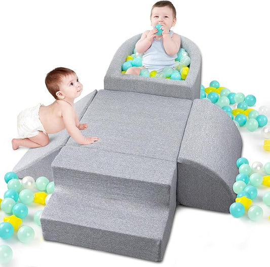 Soft Foam Climbing Toys for Toddlers Indoor, Climbing Blocks Play Equipment with Ball Pits (Balls Not Included) - Sliding & Building for Baby Gift