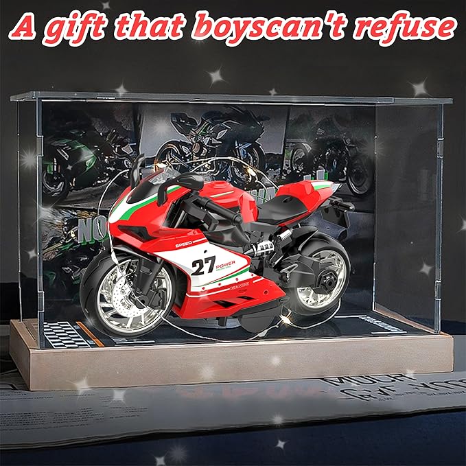 4-Pack Pull-Back Motorcycle Toys - Friction Powered Kids Toy Cars with Lights, Sounds & Automatic Drive for Boys & Girls Aged 3-12