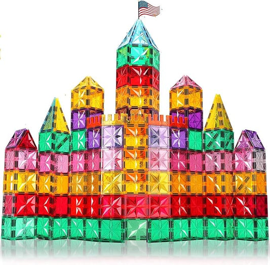 Magnet Tiles, 60PCS Magnetic Building Blocks, Magnetic Tiles, Square Building Castle, Preschool Toys, STEM Stacking Construction Toys for Boys Girls