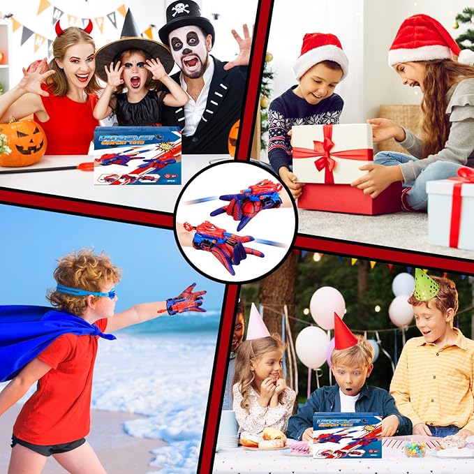 2 Sets Superhero Web Shooters for Kids Age 8-12, Adjustable Wrist Launcher Slinging Toy Set with 40 Darts,Ideal Birthday for Boys & Girls Imaginative Role-Play Costume Accessory