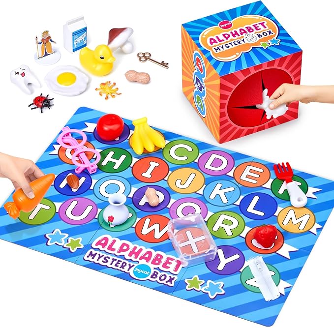 JoyCat Mystery Alphabet Box for Kids 26 PCS Letters Sorting Matching Game Activities Letter Sounds Fine Motor Learning Toys for Preschool Kindergarten Classroom - Halloween