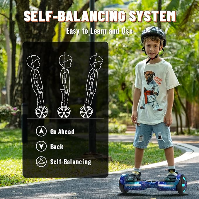 Scooter, Bluetooth Speakers and LED Light-Up Wheels, APP Control, Dual 250W Motors, 8.5 mph Max Speed & 8.5 Miles Max Range, Gifts for Kids Adults Girls Boys