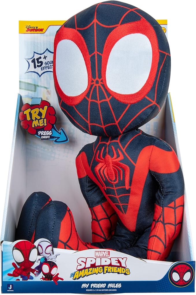 Marvel Spidey and his Amazing Friends My Friend Miles Talking Plush - 16-Inch Miles Morales with Sounds - Toys Featuring Your Friendly Neighborhood Spideys