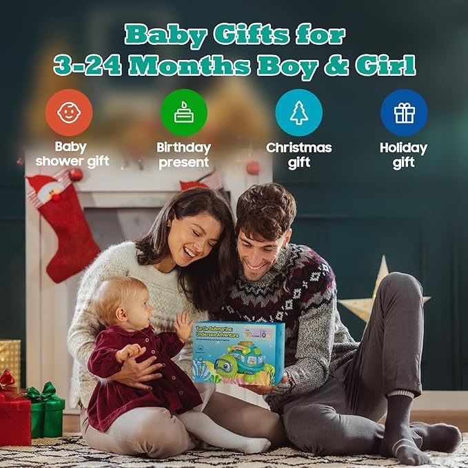 Baby Toys 6-12 Months, Musical Turtle Tummy Time Light up Developmental Infant Toy for 6 7 8 9 10 Month, Educational Bilingual Crawling Toy 6-9-12 Months, Baby Boy Girl Gifts Present