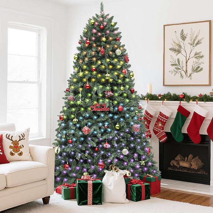 YITAHOME Prelit Green Christmas Tree 6ft w/Remote & RGB Smart Control, Artificial Hinged Color Changing Christmas Tree with 300 UL Listed Lights, APP Control, Timers, Music Sync for Home Decoration