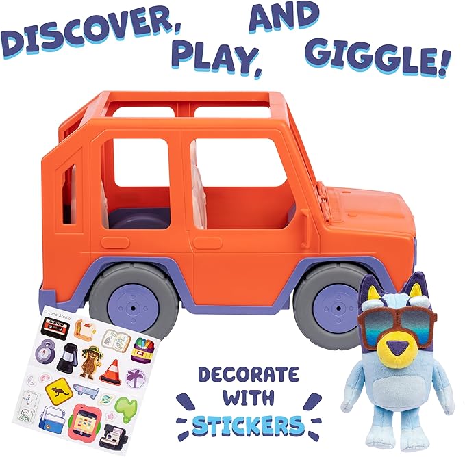 Bluey Big Heeler 4WD Big Car Toy, Interactive, Customizable Toddler Toy Car with Opening Hood Storage, Toddler Cars for Ages 3+