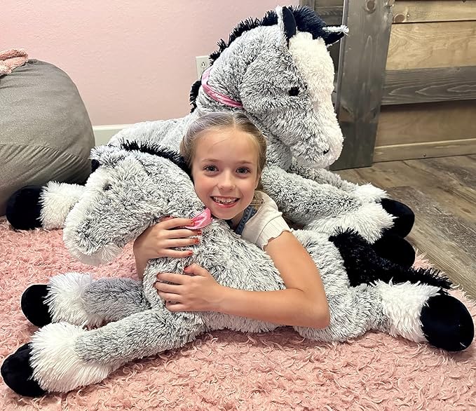 MaoGoLan Large Horse Plush Stuffed Animal for Kid, 3 ft Ridable Horse Plush Pillow, Soft Pony Toy, 33 inches