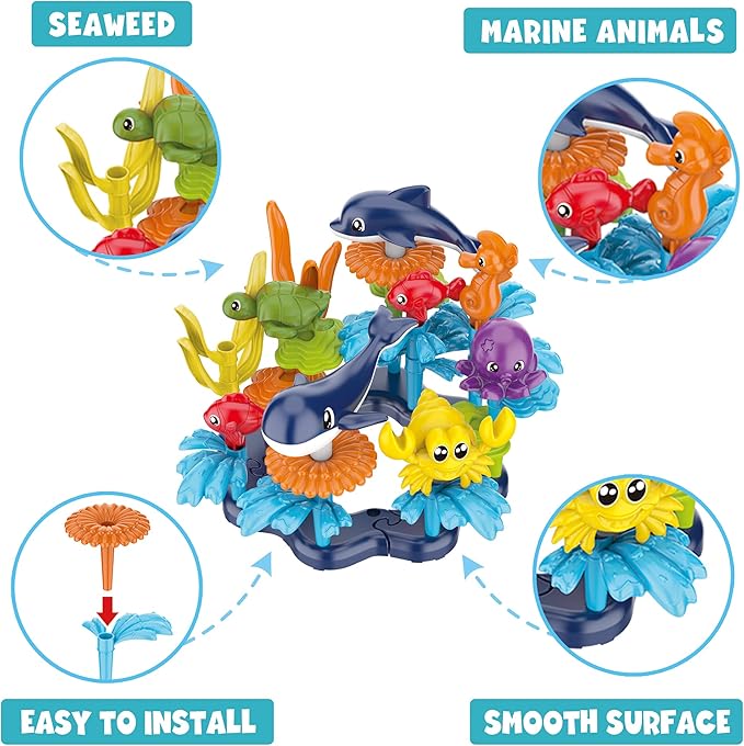Ocean Reef 180pcs Building Set, STEM Toy for Kids Age 3, 4, 5, 6, Interlocking Toy Building Block