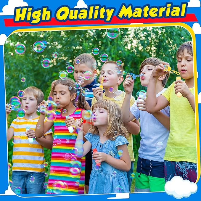 24 Pcs Cartoon Toy Bubble Wands Blue Sky White Clouds and Cow Print Mini Bubble Party Favor for Kids Toddlers Christmas Birthday Goody Bag Stuffer Filler Classroom Reward Gifts(Red, Yellow, Blue)