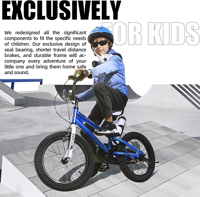 RoyalBaby Kids Bike Freestyle Classic & EZ Balance Pedal Switchable Bicycle, 12 14 16 18 Inch, 3-10 Years Toddler to Big Kids