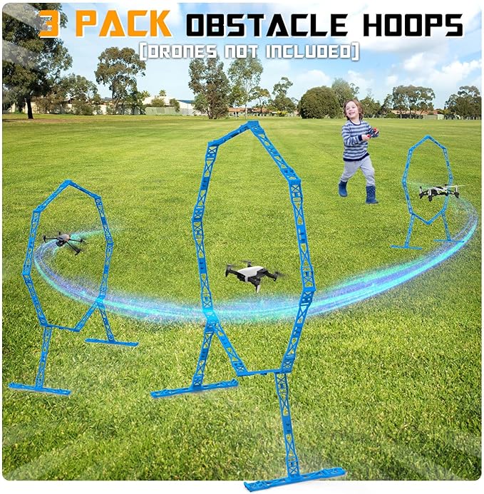 Drone Obstacle Course, Includes 3 Pack Easy to Build Obstacle Hoop, FPV Racing Drone Loop Gate, Suitable Competition RC FPV Racing of Drones or Model Aircraft Games for Age 6-12 Kids or Adults