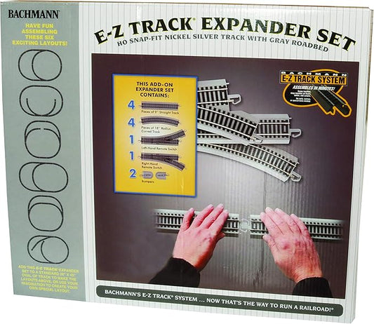 Bachmann Trains SnapFit EZ TRACK LAYOUT EXPANDER SET NICKEL SILVER Rail With Grey Roadbed HO Scale, Medium