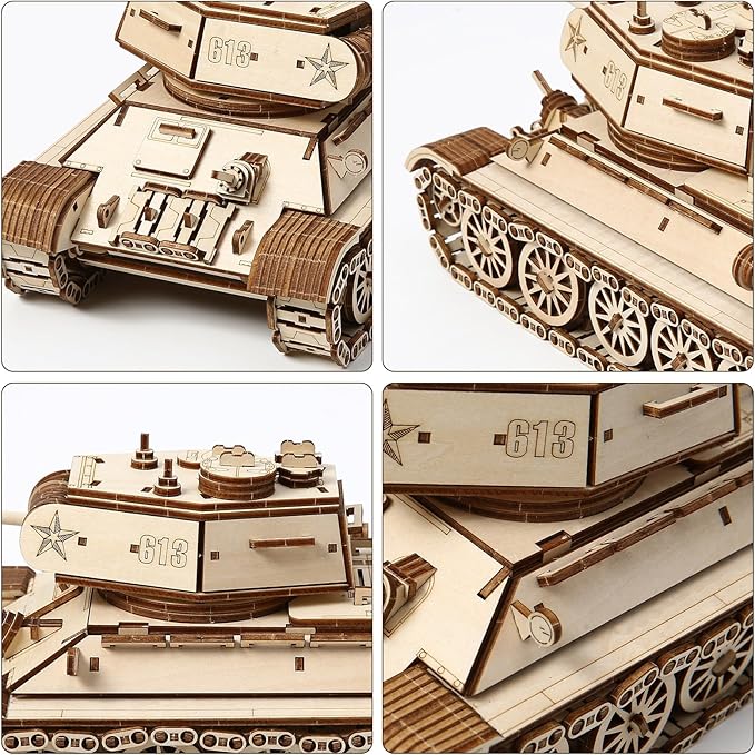 3D Wooden Puzzle for Adults, DIY Tank Model, Creative Assembly Model Building for Adults, DIY Assembly Puzzle, Woodcraft Kit for Christmas Day