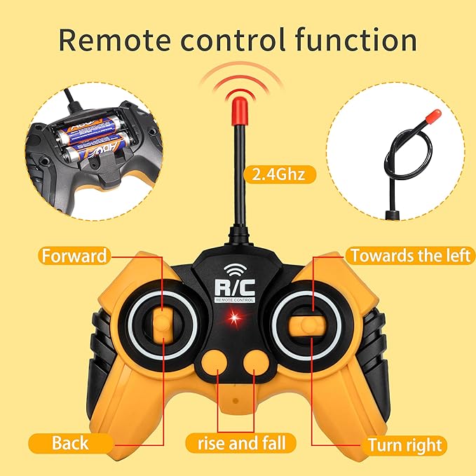 Remote-Control-Excavator-Construction Toys for Boys,RC Excavator Toy with Metal Shovel,Sound & Light,6CH 2.4Ghz Excavator Toys for Boys 3-5 4-7 8-12 Year Old Kids 2025 Christmas Birthday Gift,30+Mins