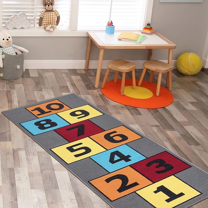 Ottomanson Children's Collection Garden Rug, 2'7" x 6' (Runner), Gray/Multi