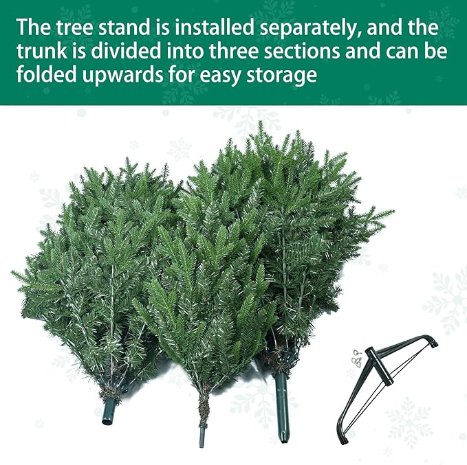 9 FT Artificial Christmas Tree with 3529 PE&PVC Mixed Branch Tips, Unlit Hinged Premium Spruce Fake Xmas Trees, Green, Foldable Base