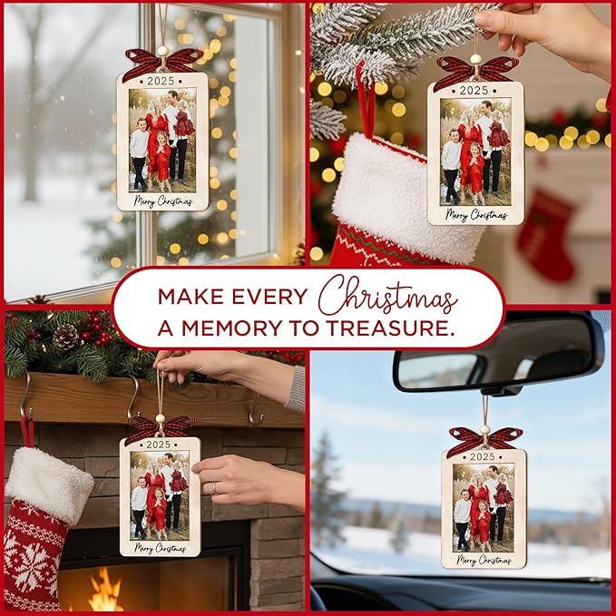 2025 Christmas Ornament Picture Frame - Family Photo Frame Ornaments - Picture Frame Ornament For Tree - Merry Christmas Ornaments With Picture Insert - Christmas Gift For Family, Friends